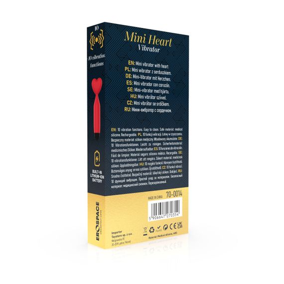 Міні-вібратор - Erospace Sweet Play Mini Heart Vibrator A14 | Зображення 7