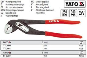 Клещи клищи переставни изольовани ручки l=250 мм CrV YATO Польща YT-20911