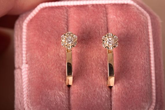 Серьги из желтого золота с бриллиантами | Зображення 6