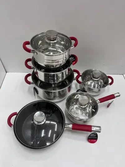 Красный Набор посуды Zepline ZP-115 из нержавеющей стали на 12 предметов | Зображення 1