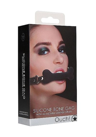 Кляп Ouch! Puppy Play Bone Gag, силиконовый, чёрный Sex Aura