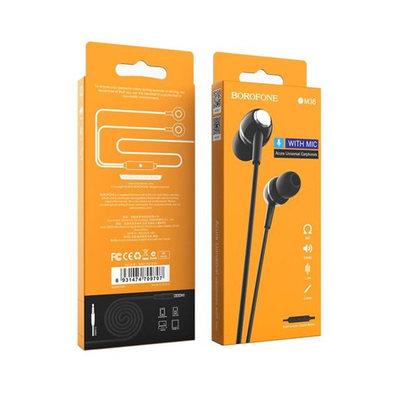 Навушники BOROFONE BM36 Acura Universal earphones with mic Black | Зображення 4