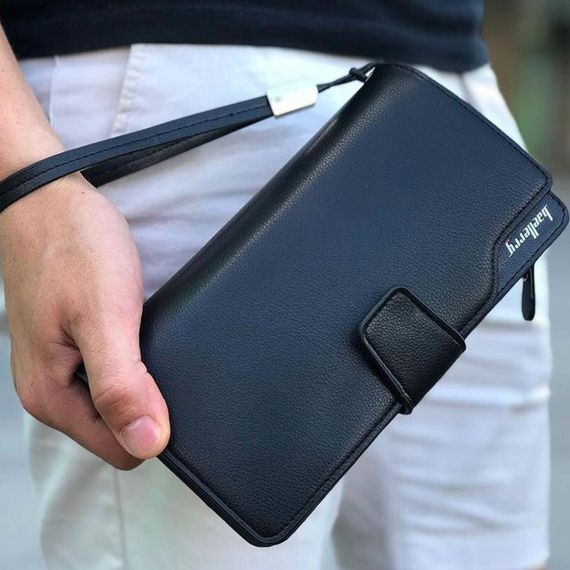 Мужской кошелек Baellerry Business (19,5х10х3 см) с ремешком / Портмоне для мужчин на кнопке | Зображення 1