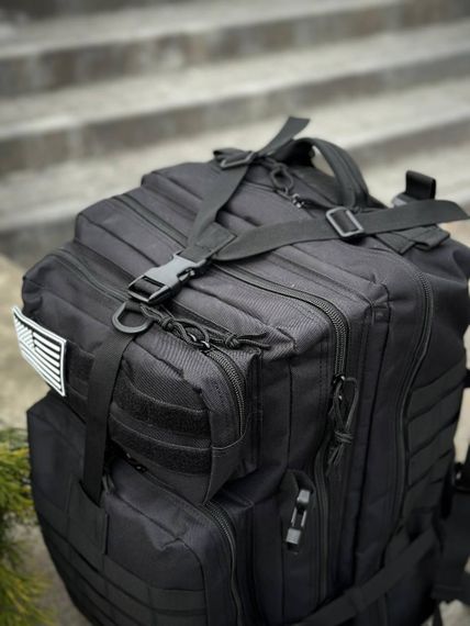 Тактичний рюкзак військовий чорний з прапором Сша Black Usa штурмовий армійський рюкзак 45 л | Зображення 1