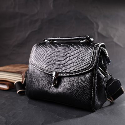 Сумка Vintage Шкіряна жіноча із засувкою Чорна (22416) | Зображення 2