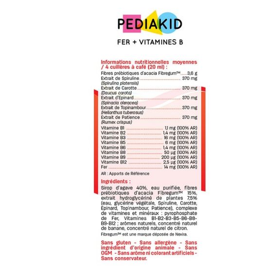 Комплекс для профілактики травлення у дітей Pediakid Комплекс "Не бажає їсти " Appetite Tonus 125 ml Raspberry +  Fer and Vitamin B 125 ml | Зображення 2