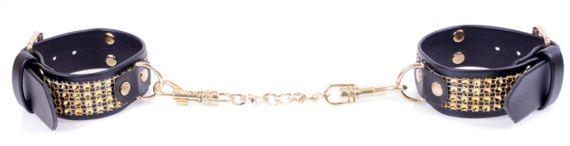 Наручники зі штучної шкіри з кристалами Fetish Boss Series - Handcuffs with cristals Gold, BS3300095 Sex Aura | Зображення 4
