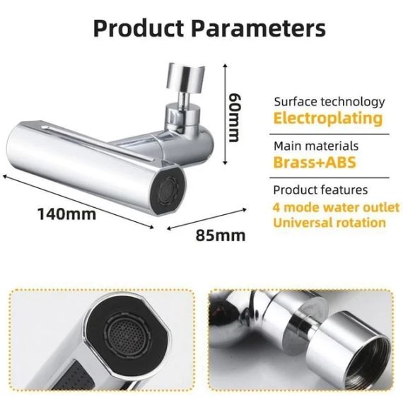 Смеситель для кухни с водопадом поворотный барботер SHOWER HEAD | Зображення 4