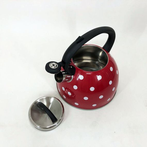 Чайник із свистком для газової плити Unique UN-5301 2,5л горошок. FG-892 Колір: червоний | Зображення 1