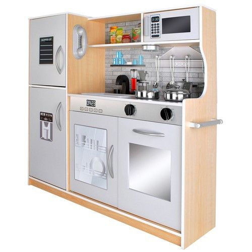 Дитяча дерев’яна кухня Kruzzel 22115 з посудом і підсвічуванням, бежева | Зображення 3