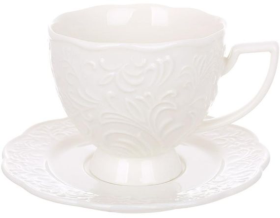 Чашка чайна порцелянова "White City Lily" 250мл із блюдцем