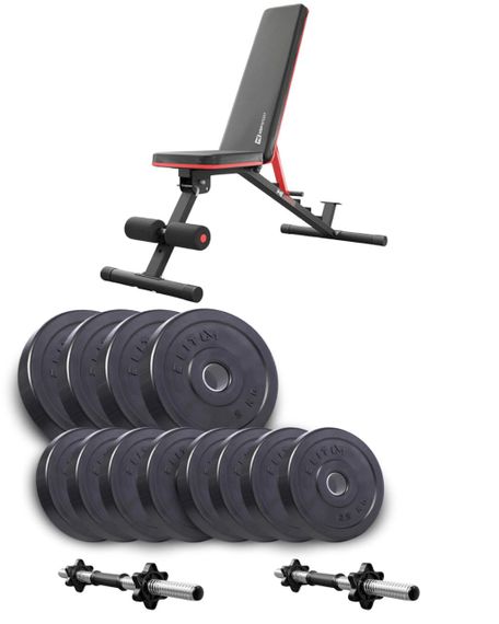 Набор Elitum Titan гантели 2х21кг со скамьей Hop-Sport HS-2050 HB