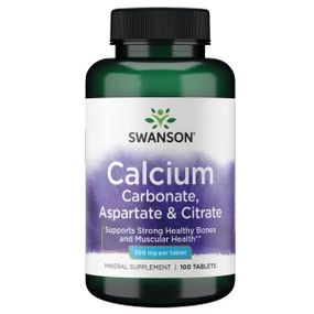 Кальций Swanson Calcium 500 mg (Carbonate, Aspartat &amp; Citrate), 100 таблеток