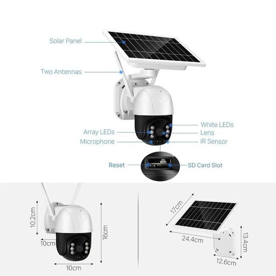 Вулична камера відеоспостереження з сонячною панеллю WIFI Solar Camera ICSEE 3MP оригінал FHD-Contains SIX 18650 batteries 12 (MER-15335_2532) | Зображення 2