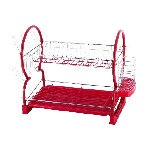 Сушарка для посуду двоярусна 55*24,5*37 см червона KAMILLE | Зображення 5