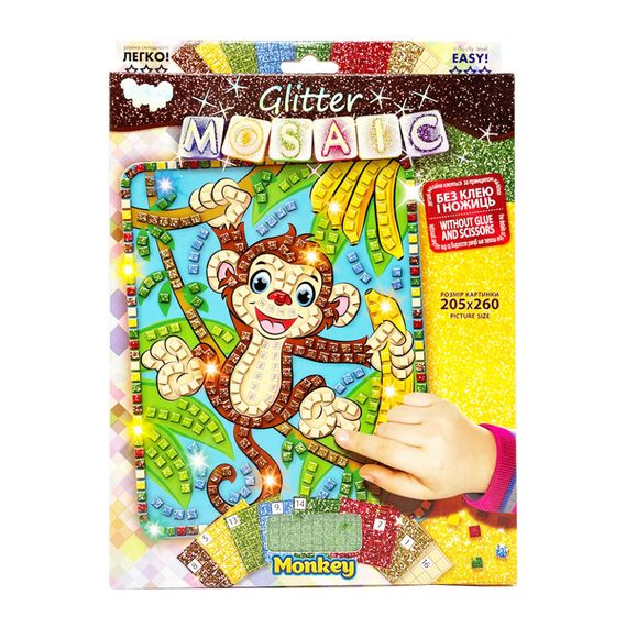 Креативна творчість "Блискуча мозаїка: Monkey" БМ-02-03, 20.6х26 см
