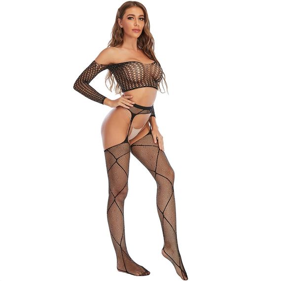 Еротичні колготки з відкритими стегнами Babydoll 46 Чорний T6080 | Зображення 3