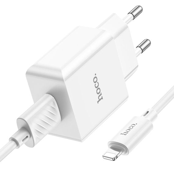 Мережевий зарядний пристрій HOCO C106A Leisure single port charger set(iP) 10.5W White | Зображення 2