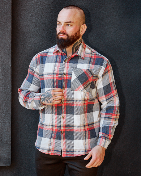 Теплая рубашка Рио бело-темносиний S XL | Зображення 1