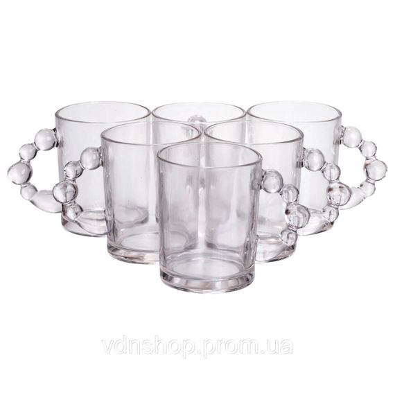 Набір чашок 6 шт для чаю та кави по 350 (мл) кружки скляні Прозорі HP-19-ZD-1