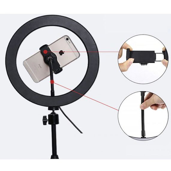 Кольцевая лампа 26 см, лампа для тик тока tiktok, селфи лампа с держателем для телефона | Зображення 7