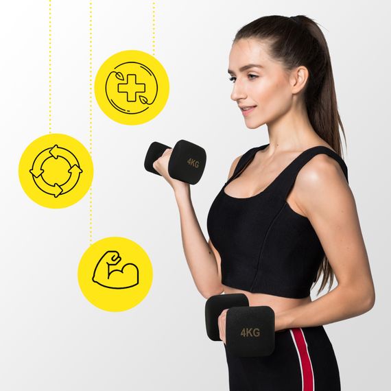 Гантелі вінілові Cornix Square 2 x 4 кг XR-0409 Black | Зображення 1
