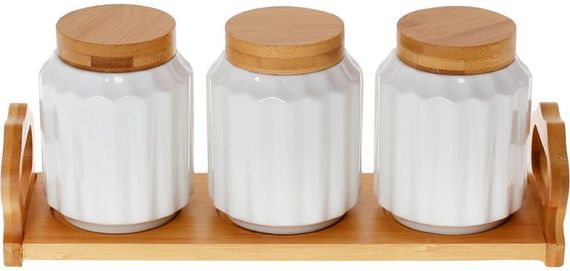 Набір банок для спецій Nouvelle Home Naturel 3 банки 350мл на підставці
