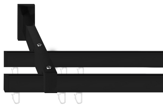 Карниз Скарлайн дворядний у зборі Заглушка Чорний 300см.