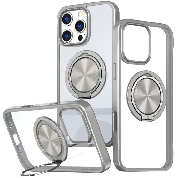 TPU+PC чохол Metal Ring with MagSafe для Apple iPhone 16 Pro Max (6.9") Сірий
