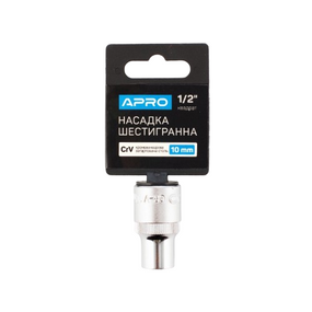 Насадка шестигранна 1/2" 10мм CrV APRO