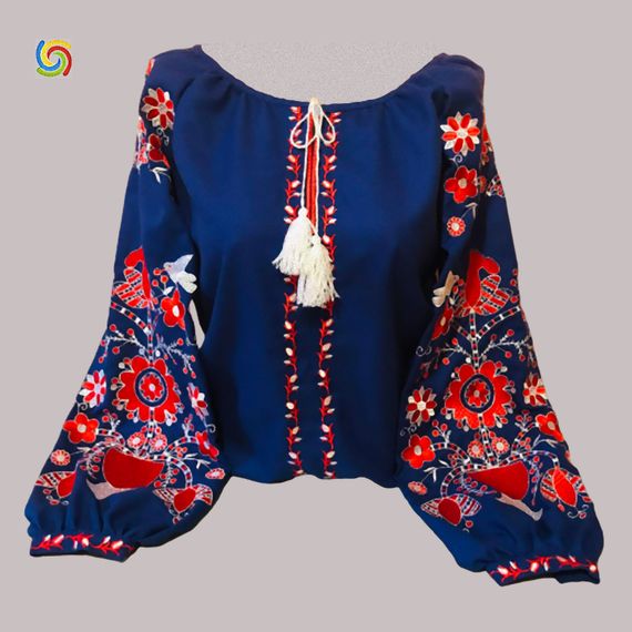 Рубашка Украинская вышиванка 20251105 цвет синий размер M/L