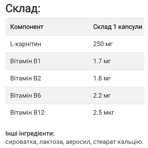 Карнітін Sunny Caps L-Carnitine 250 mg 60 Caps | Зображення 1