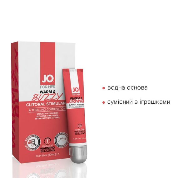 Збуджувальний гель для клітора JO WARM & BUZZY (10 мл) з ефектом рідкого вібратора Sex Aura | Зображення 2