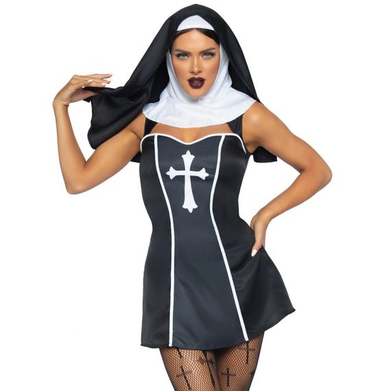 Костюм черниці Leg Avenue, L, Naughty Nun 2 предмети, чорний | Зображення 1