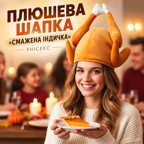 Плюшева карнавальна шапка «Смажена індичка» унісекс, 24 × 30 см