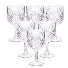 Келихи для вина на високій ніжці набір 6 шт винний келих скляний прозорий 400 мл HP-YH-44