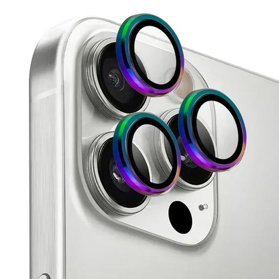 Захисне скло Metal Classic на камеру (у упак.) для Apple iPhone 17 Pro (6.3") / 17 Pro Max (6.9") Бузковий / Rainbow | Зображення 5
