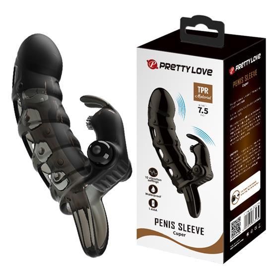 Насадка на член - Pretty Love Cuper Vibrating Penis Sleeve Black Sex Aura