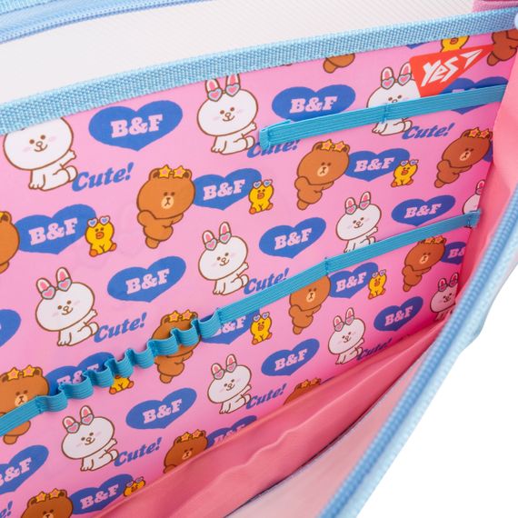 Папка-органайзер на молнии A4 YES Line Friends 492196 33х23х2,5 см | Зображення 5