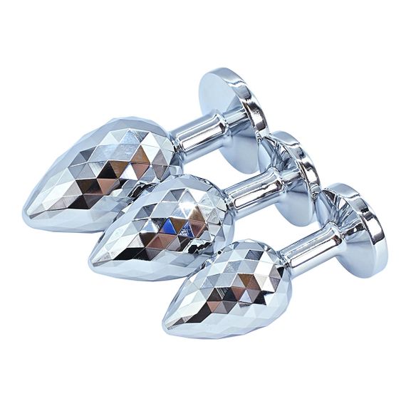 Набір анальних пробок з медичного сплаву з фасетним огранюванням та кристалом | Зображення 3