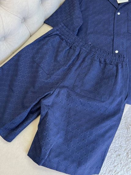 Комплект Gucci Printed Blue синій (сорочка та шорти) sp128 | Зображення 4