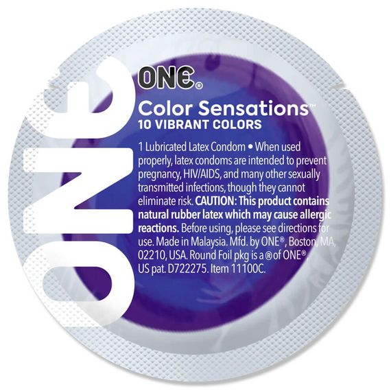 Презерватив ONE Color Sensations Struck by ONE, 1 шт, лавандово-бузковий, гладенький, зі змазкою | Зображення 1
