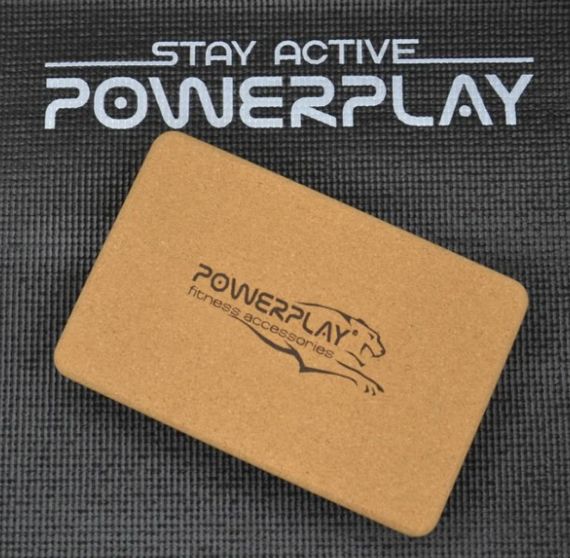 Блоки для йоги PowerPlay PP_4006 з пробкового дерева 2 шт Cork Yoga Block + гумка 7.5 кг (PP_4006_Cork_2in) | Зображення 2