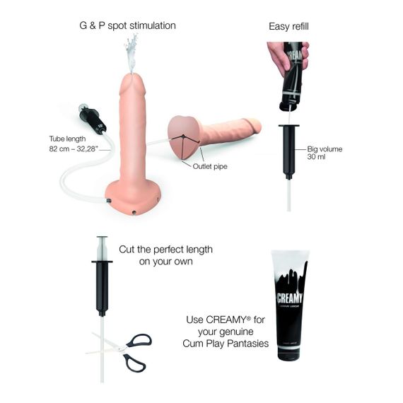 Фалоімітатор, що кінчає Strap-On-Me Squirting Cum Dildo Realistic Vanilla, діам. 3,5 см, силікон Sex Aura | Зображення 2