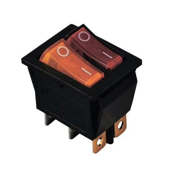 Переключатель KCD2-2101N R+Y/B 220V 2 клавиши красная+желтая с подсветкой Ny95500811