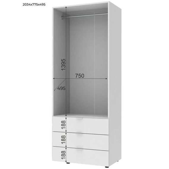 Шкаф распашной для одежды Doros Гелар 77,5х49,5х203,4 см Графит (DRS-011107) | Зображення 1