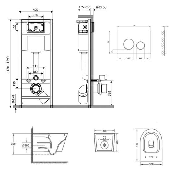 Набір Qtap Nest 4 в 1 підвісний унітаз Jay Ultra Quiet 485x360x320 + комплект інсталяції QT07335177W45136 | Зображення 1