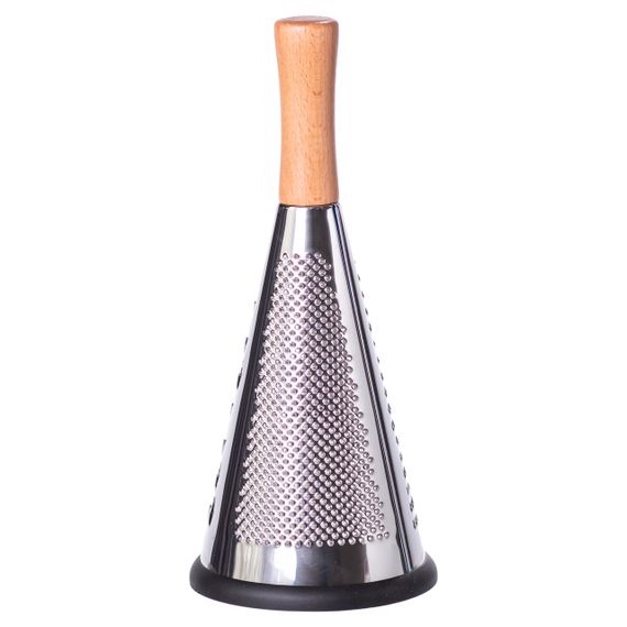 Конусна тристороння ручна тертка з нержавіючої сталі з дерев'яною ручкою HP-8-2 | Зображення 1