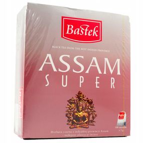 Чай черный индийский в пакетиках с ниткой (100шт) Bastek Super Assam, Польша, 100 пакетов