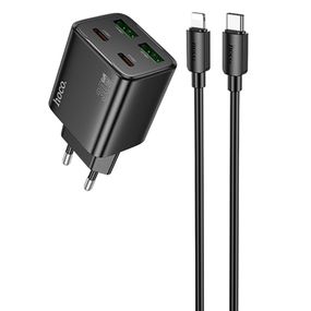 МЗП Hoco N56 Fundador PD30W four-port (2USB-A/2C) + кабель Type-C to Lightning Black